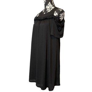 lauren conrad dress xs black cold shoulder ruffle knee length extra small casual